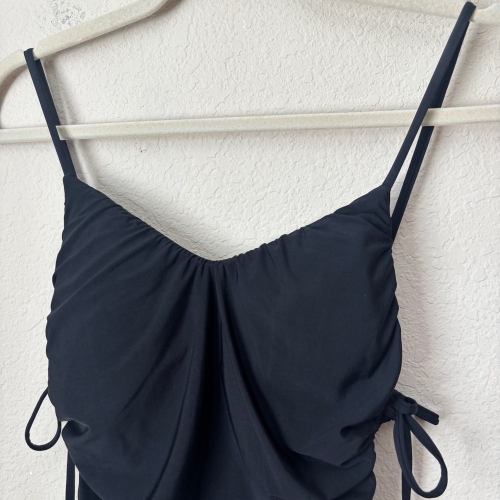 Malai Harper Side Tie Ruched Black One Piece Swimsuit - Picture 3 of 10